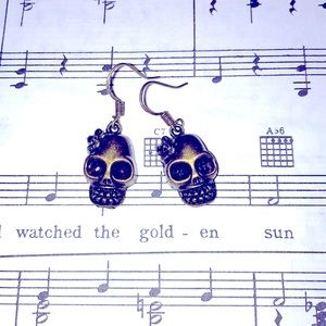 Antique brass sugar skull earrings